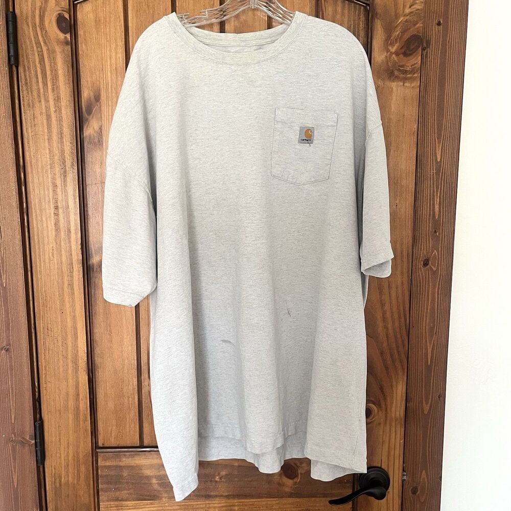 Carhartt K87 Pocket T-Shirt Tee Men 3XL Tall Short Sleeve Ash Beige Cotton /Poly